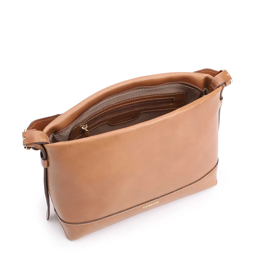 Bolsa Transversal Couro Marrom Claro/Alça Alt Tramado Marrom Claro - imagem 5