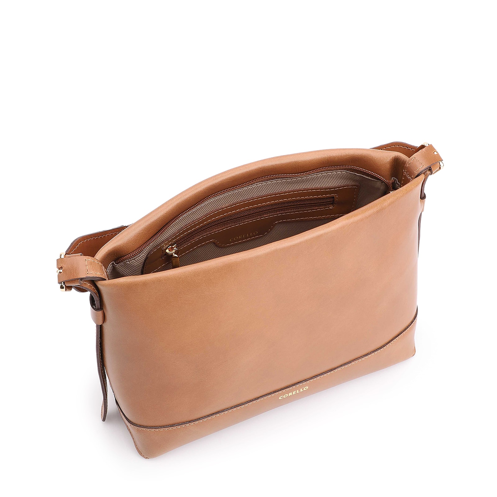 Bolsa Transversal Couro Marrom Claro/Alça Alt Tramado Marrom Claro