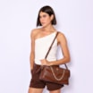 Bolsa Transversal Couro Marrom/Couro Nobuck Marrom/Lezard Marrom - imagem 2