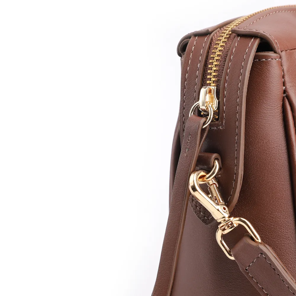 Bolsa Transversal Couro Marrom/Couro Nobuck Marrom/Lezard Marrom - imagem 6