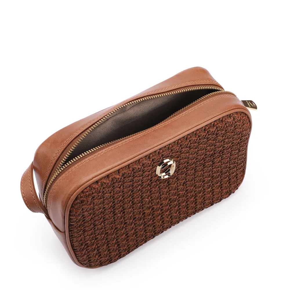 Bolsa Transversal Couro Marrom/Crochet Marrom - imagem 4