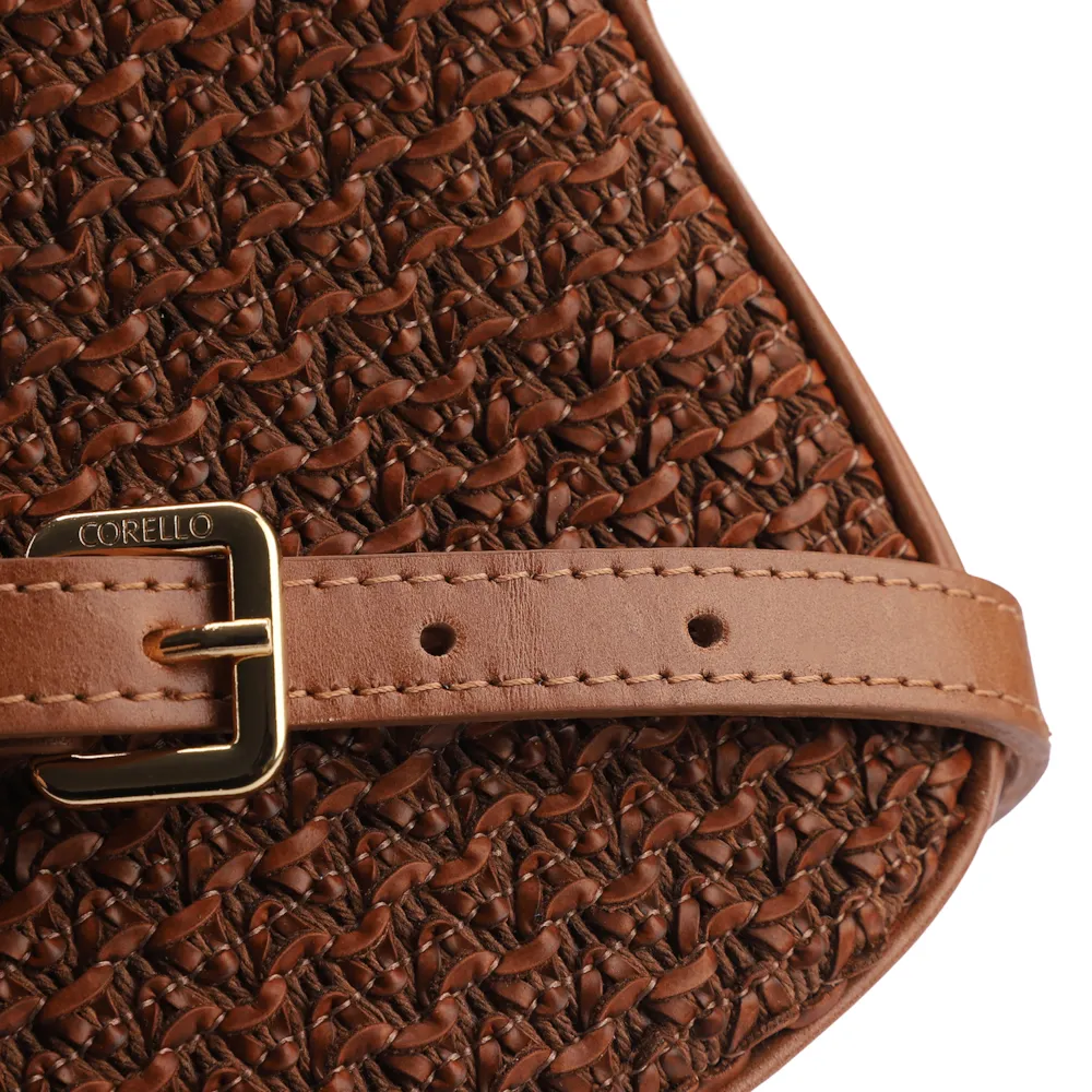Bolsa Transversal Couro Marrom/Crochet Marrom - imagem 7