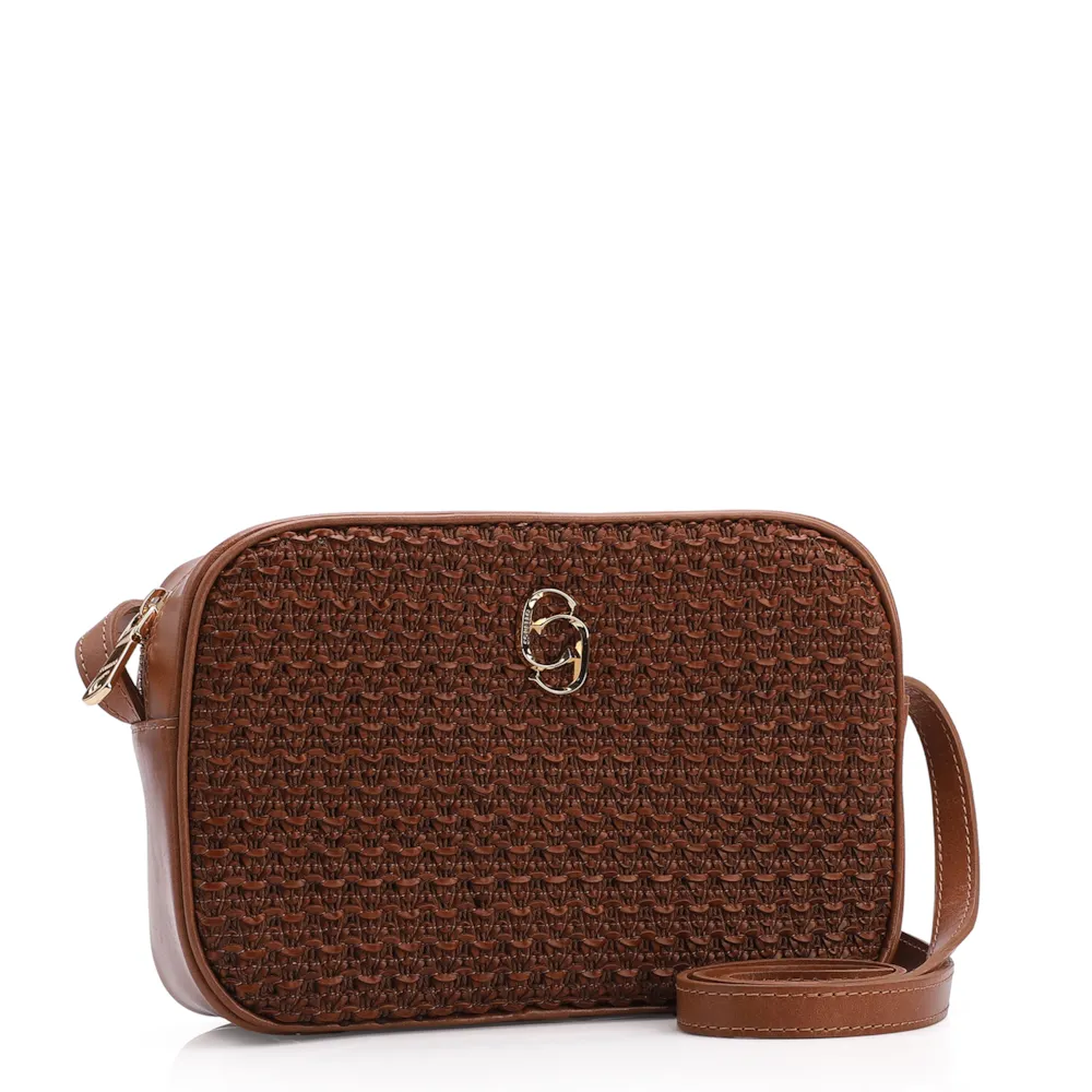 Bolsa Transversal Couro Marrom/Crochet Marrom - imagem 2