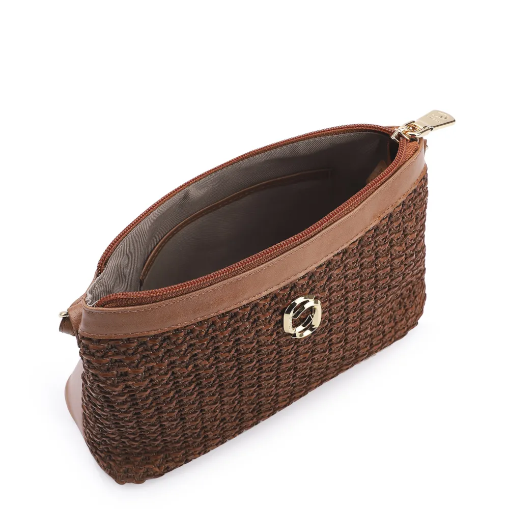 Bolsa Transversal Couro Marrom/Crochet Marrom - imagem 4