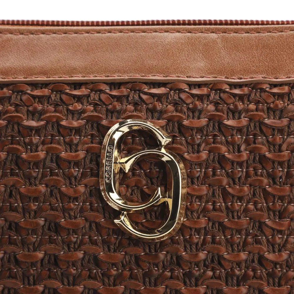 Bolsa Transversal Couro Marrom/Crochet Marrom - imagem 6