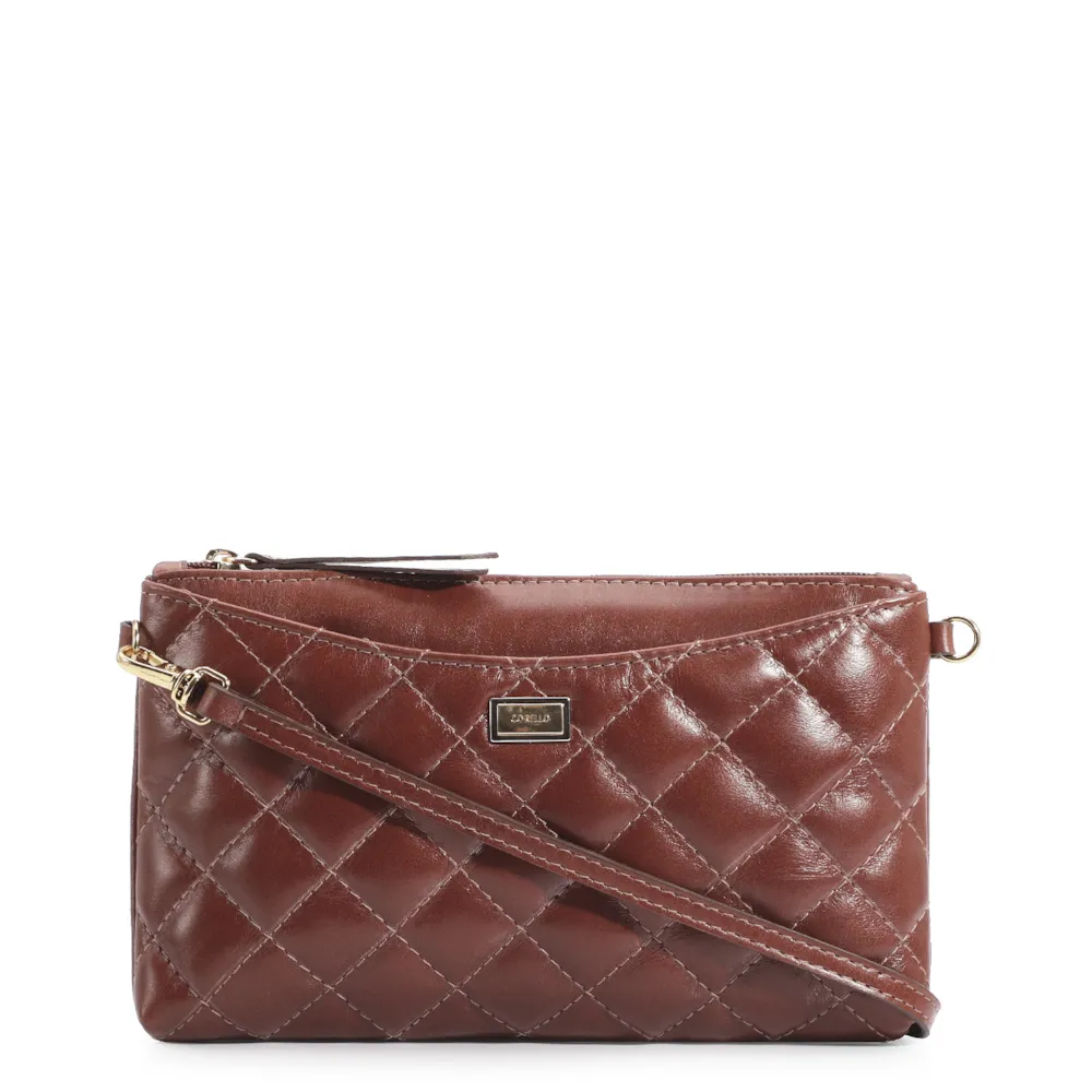 Bolsa Transversal Couro Marrom Escuro