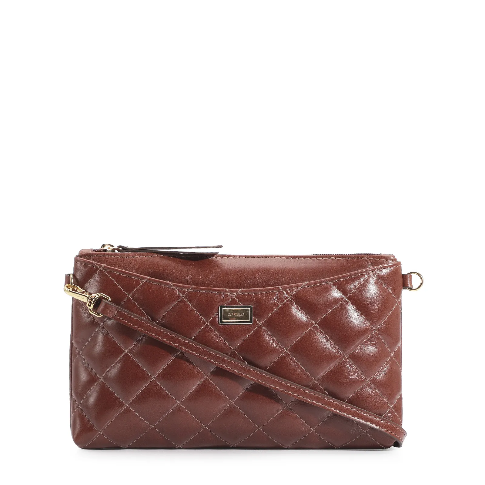 Bolsa Transversal Couro Marrom Escuro