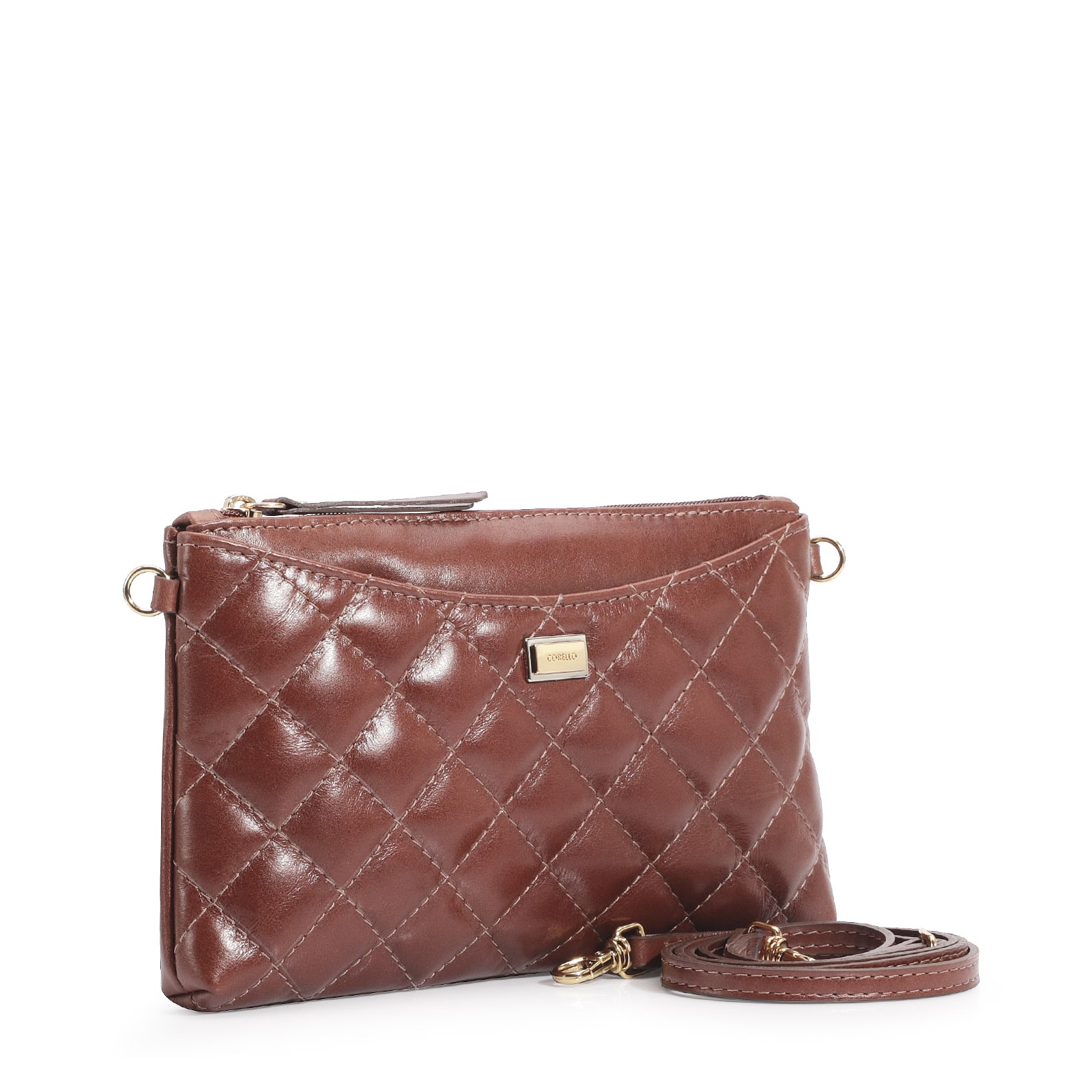 Bolsa Transversal Couro Marrom Escuro