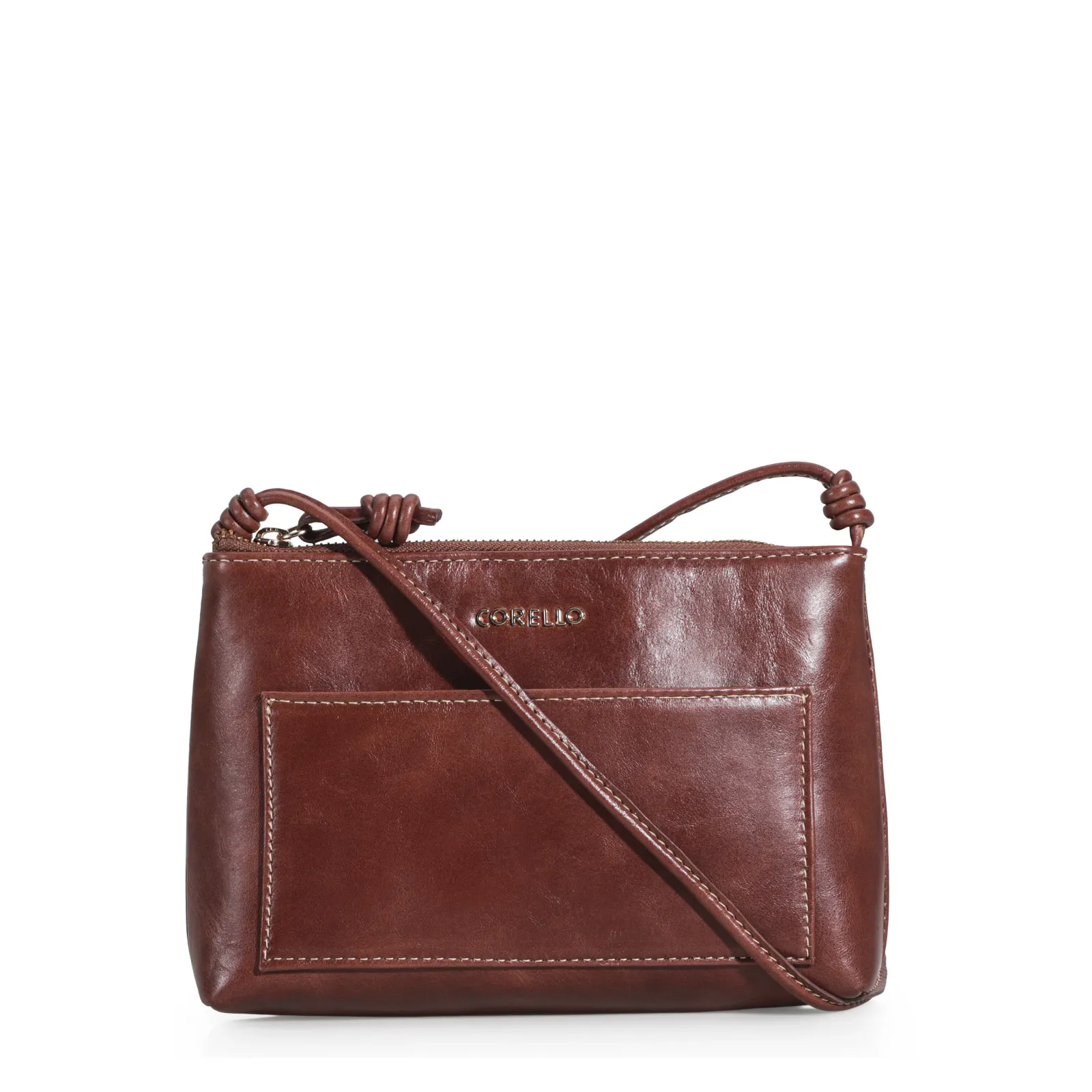 Bolsa Transversal Couro Marrom Escuro