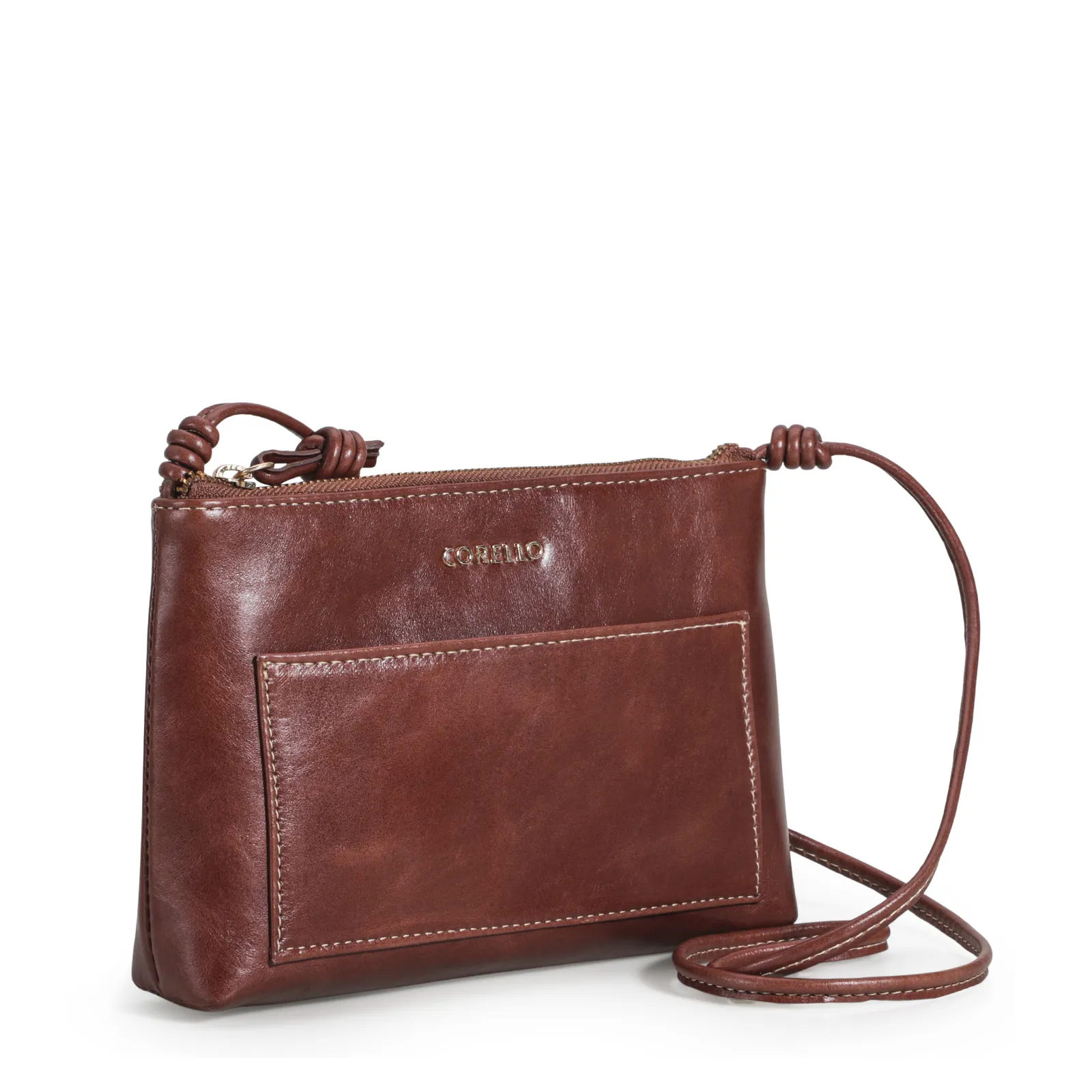 Bolsa Transversal Couro Marrom Escuro