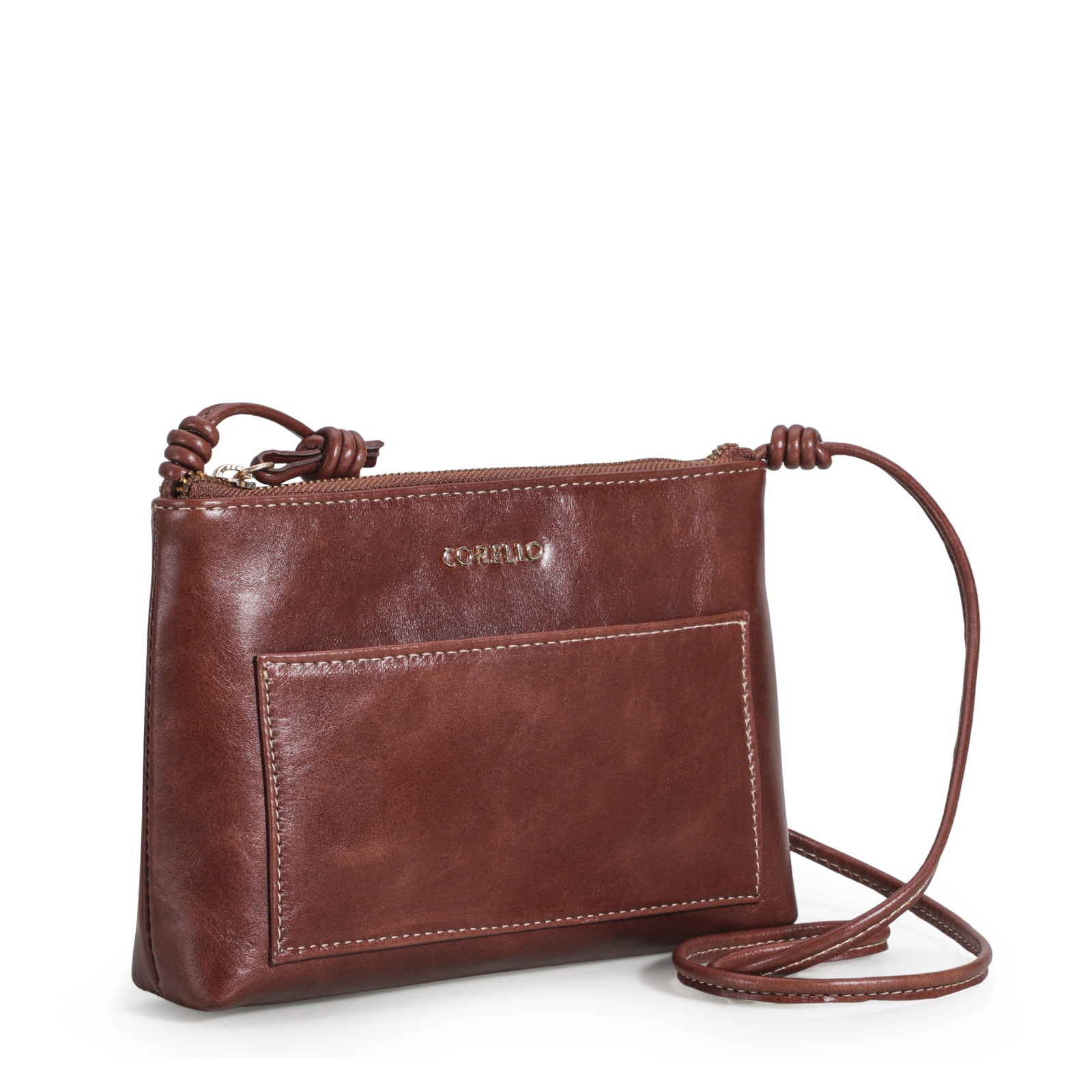 Bolsa Transversal Couro Marrom Escuro