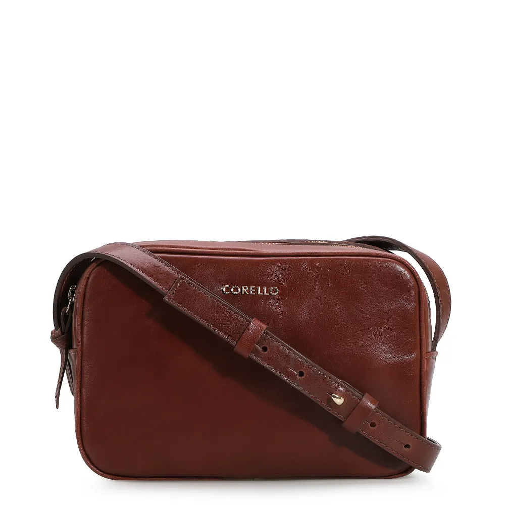 Bolsa Transversal Couro Marrom Escuro