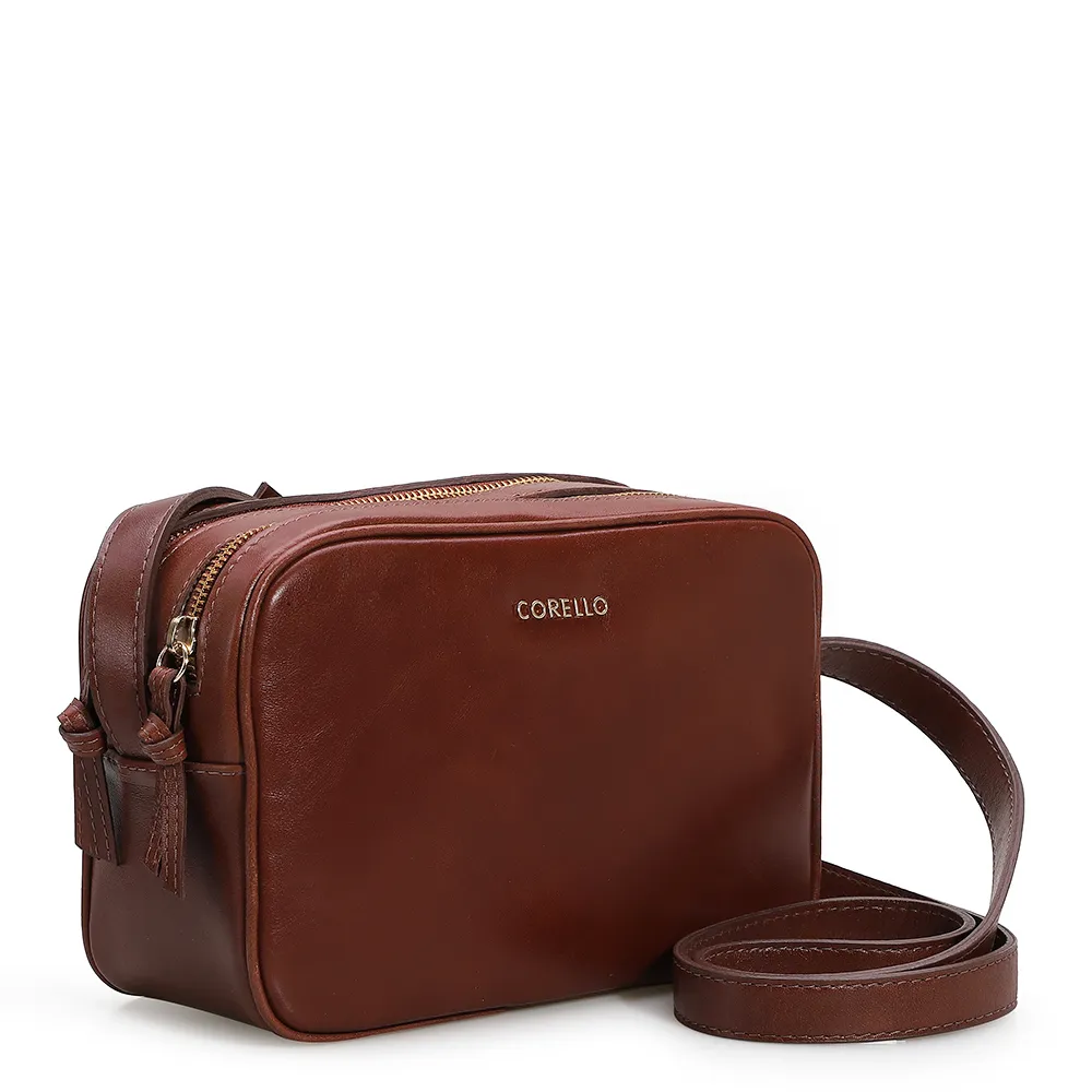 Bolsa Transversal Couro Marrom Escuro - imagem 2