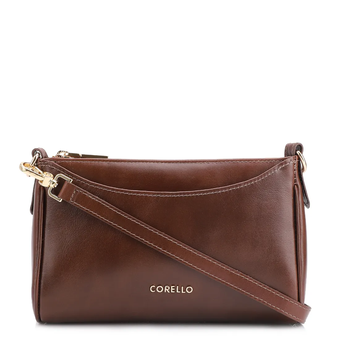 Bolsa Transversal Couro Marrom Escuro