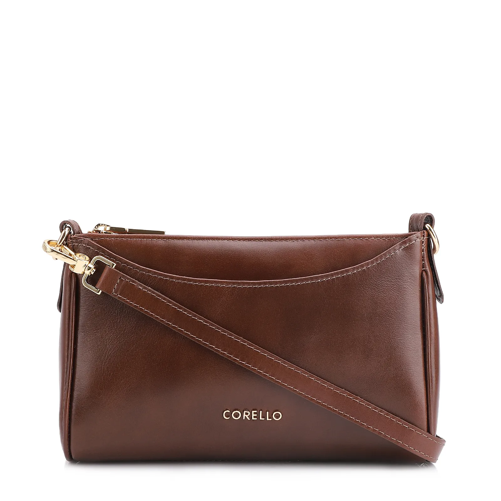 Bolsa Transversal Couro Marrom Escuro
