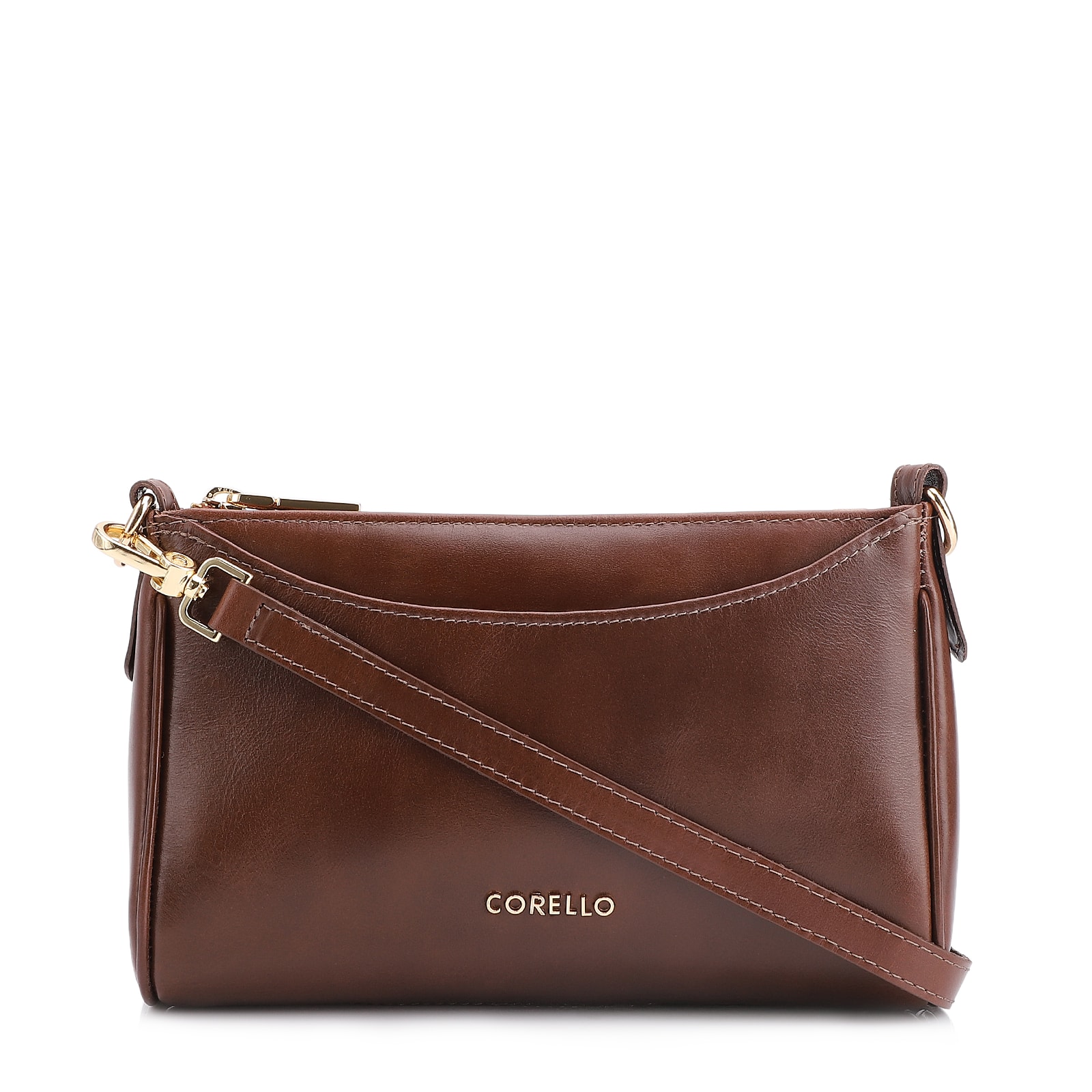 Bolsa Transversal Couro Marrom Escuro