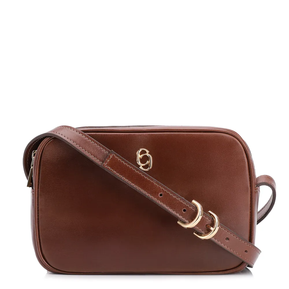Bolsa Transversal Couro Marrom Escuro