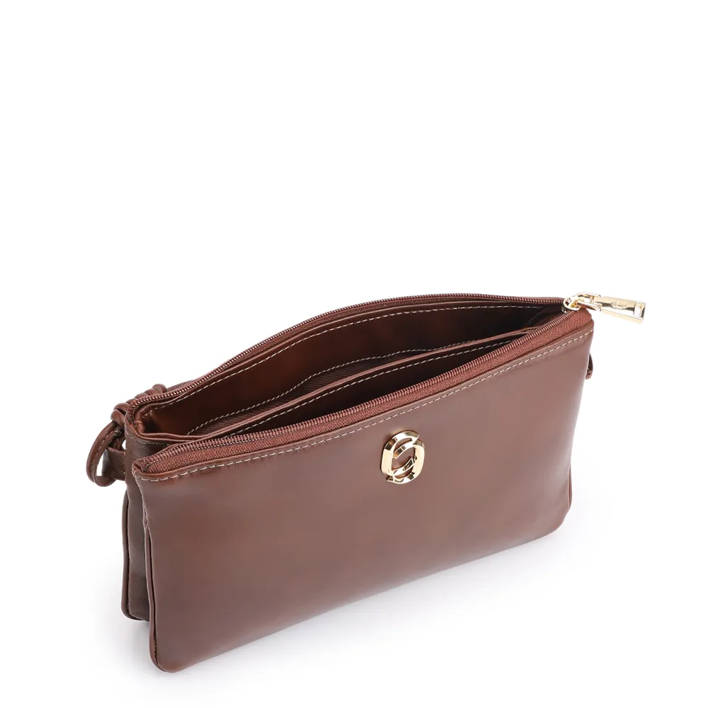 Bolsa Transversal Couro Marrom Escuro - imagem 5