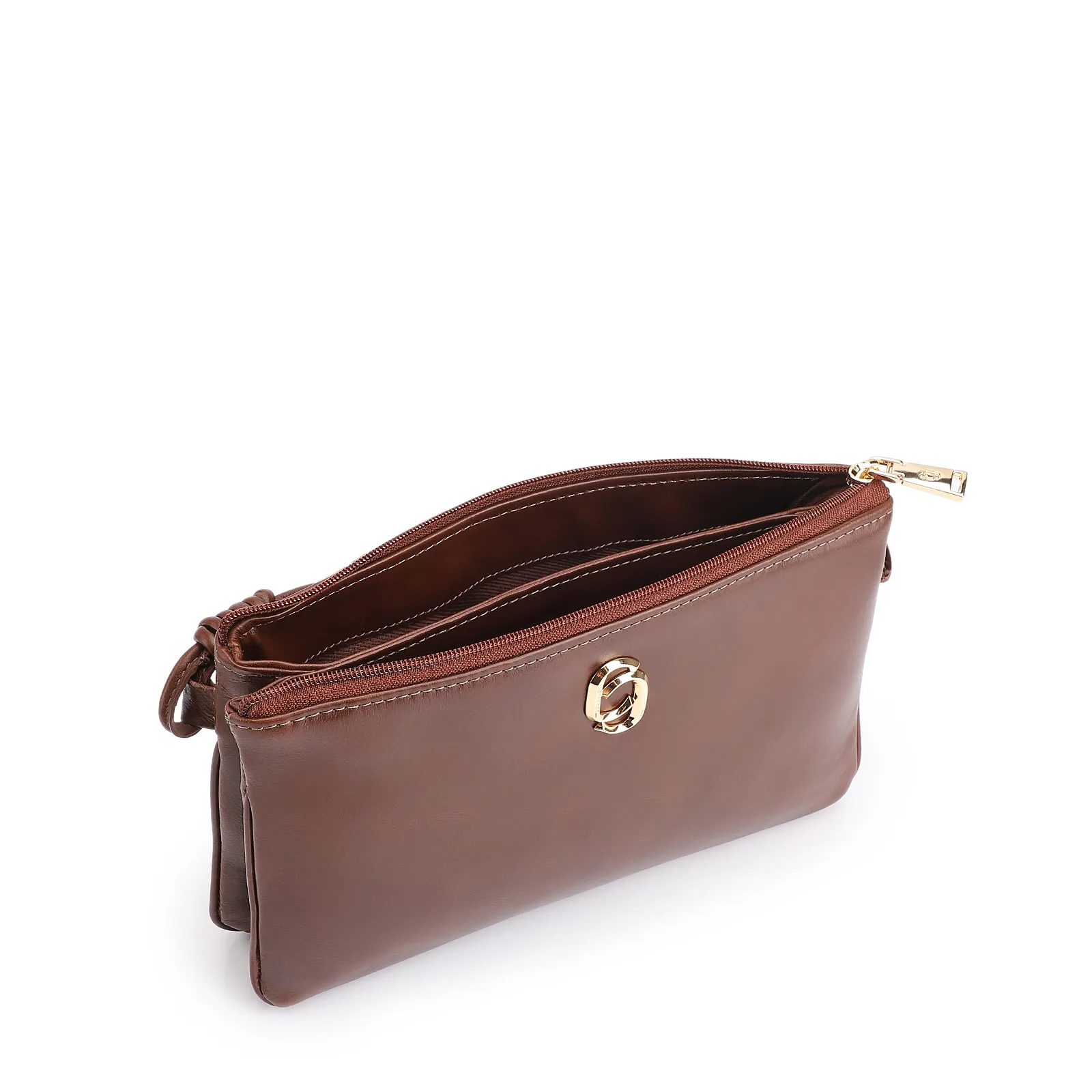 Bolsa Transversal Couro Marrom Escuro