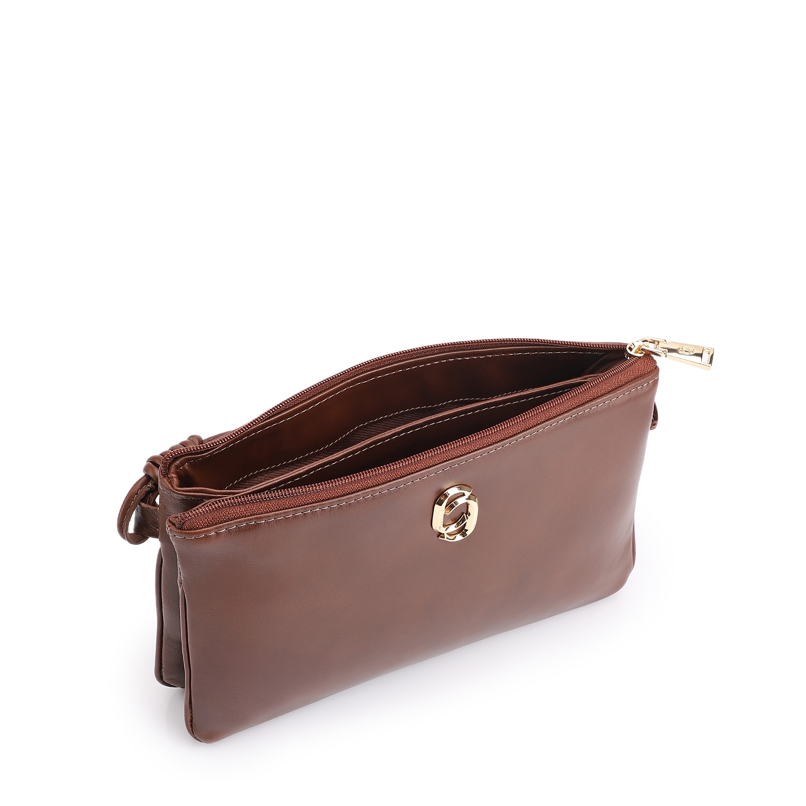 Bolsa Transversal Couro Marrom Escuro