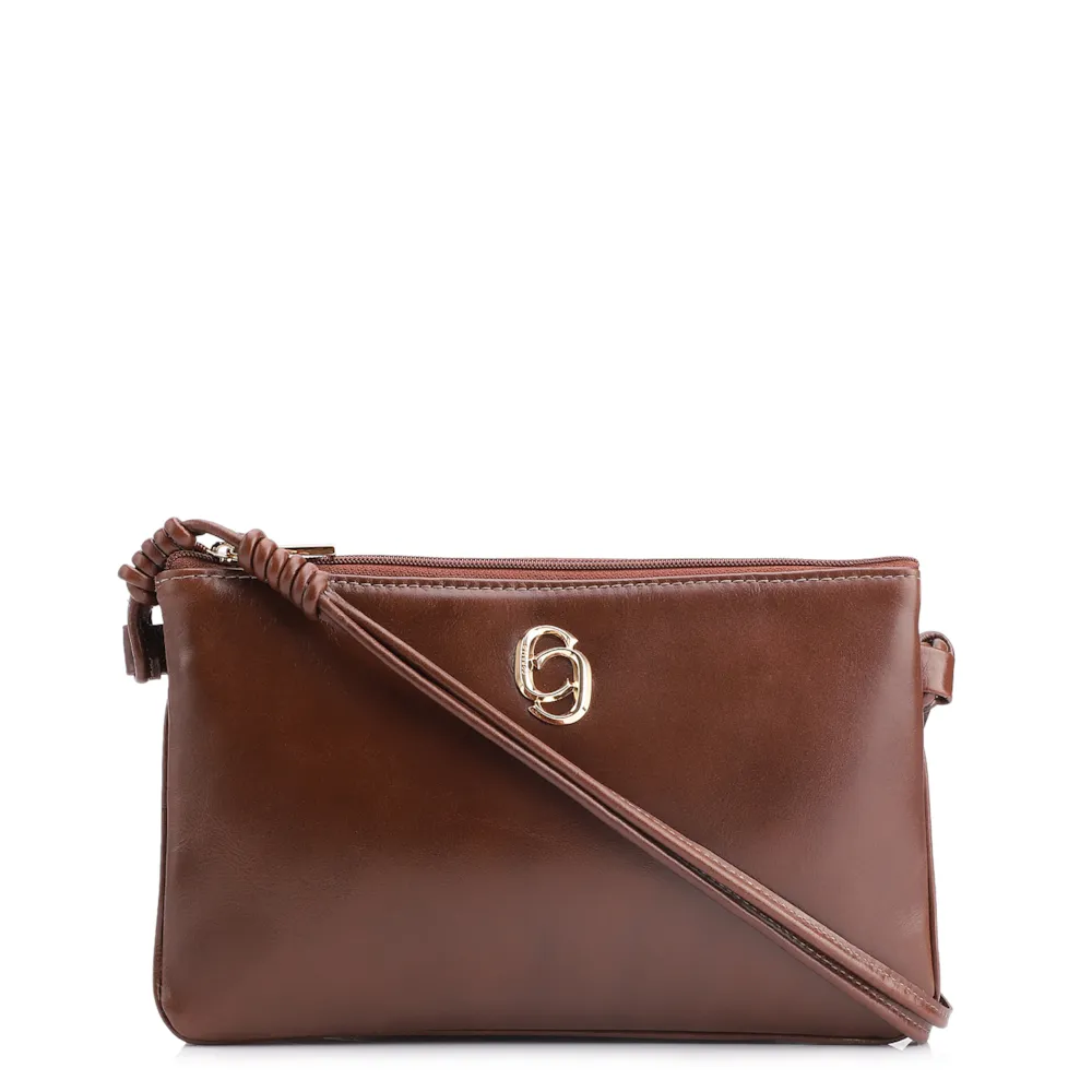 Bolsa Transversal Couro Marrom Escuro