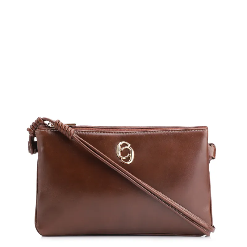 Bolsa Transversal Couro Marrom Escuro