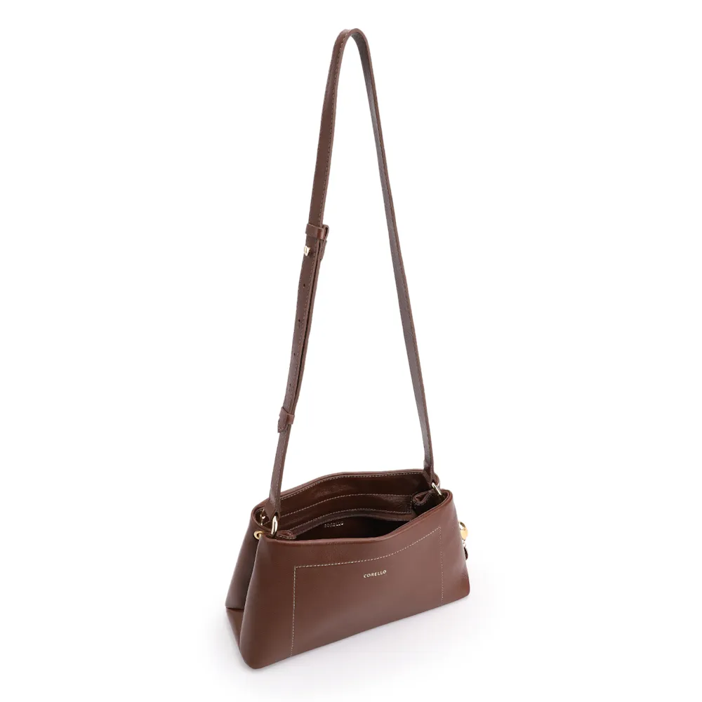  Bolsa Transversal Couro Marrom Escuro - imagem 4