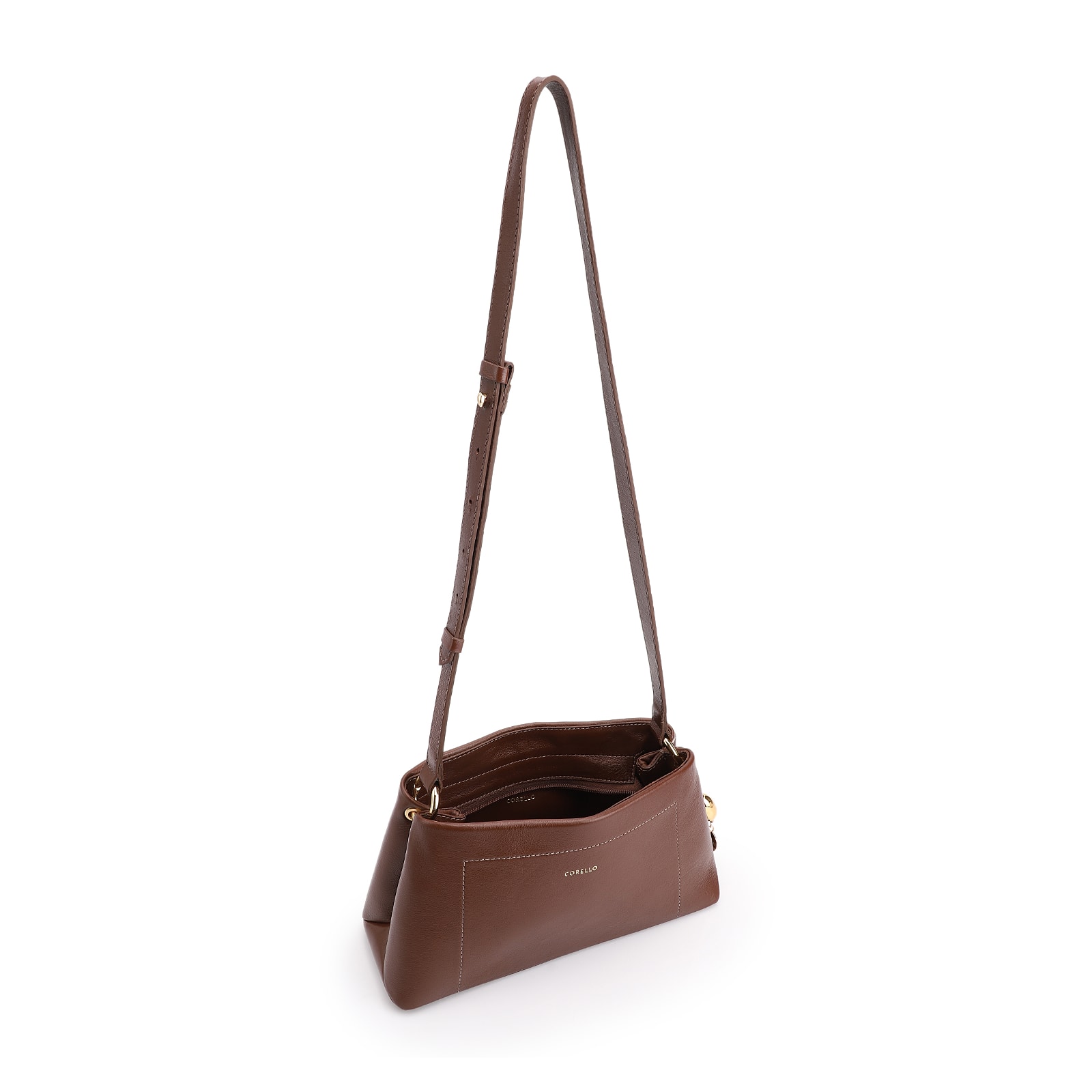 Bolsa Transversal Couro Marrom Escuro
