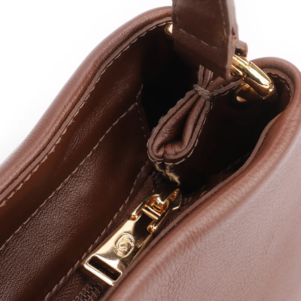  Bolsa Transversal Couro Marrom Escuro - imagem 5