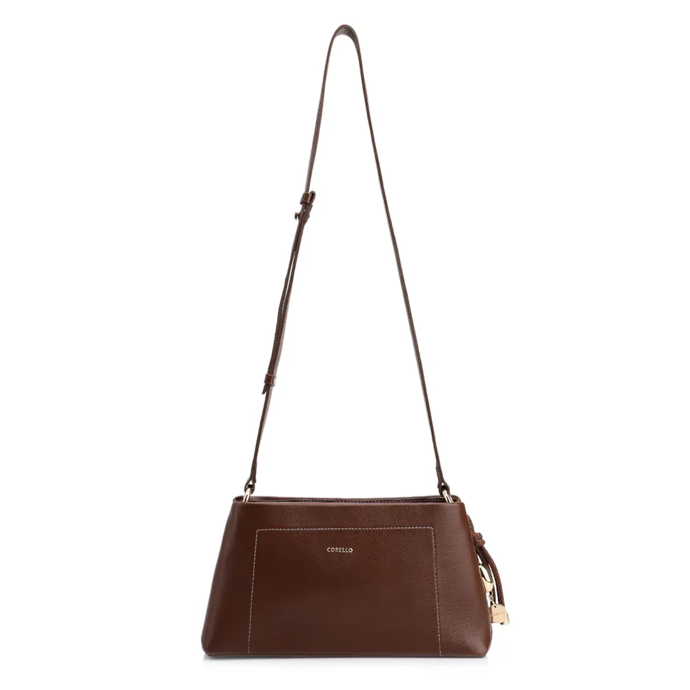  Bolsa Transversal Couro Marrom Escuro