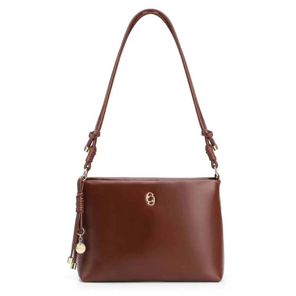 Bolsa Transversal Couro Marrom Escuro