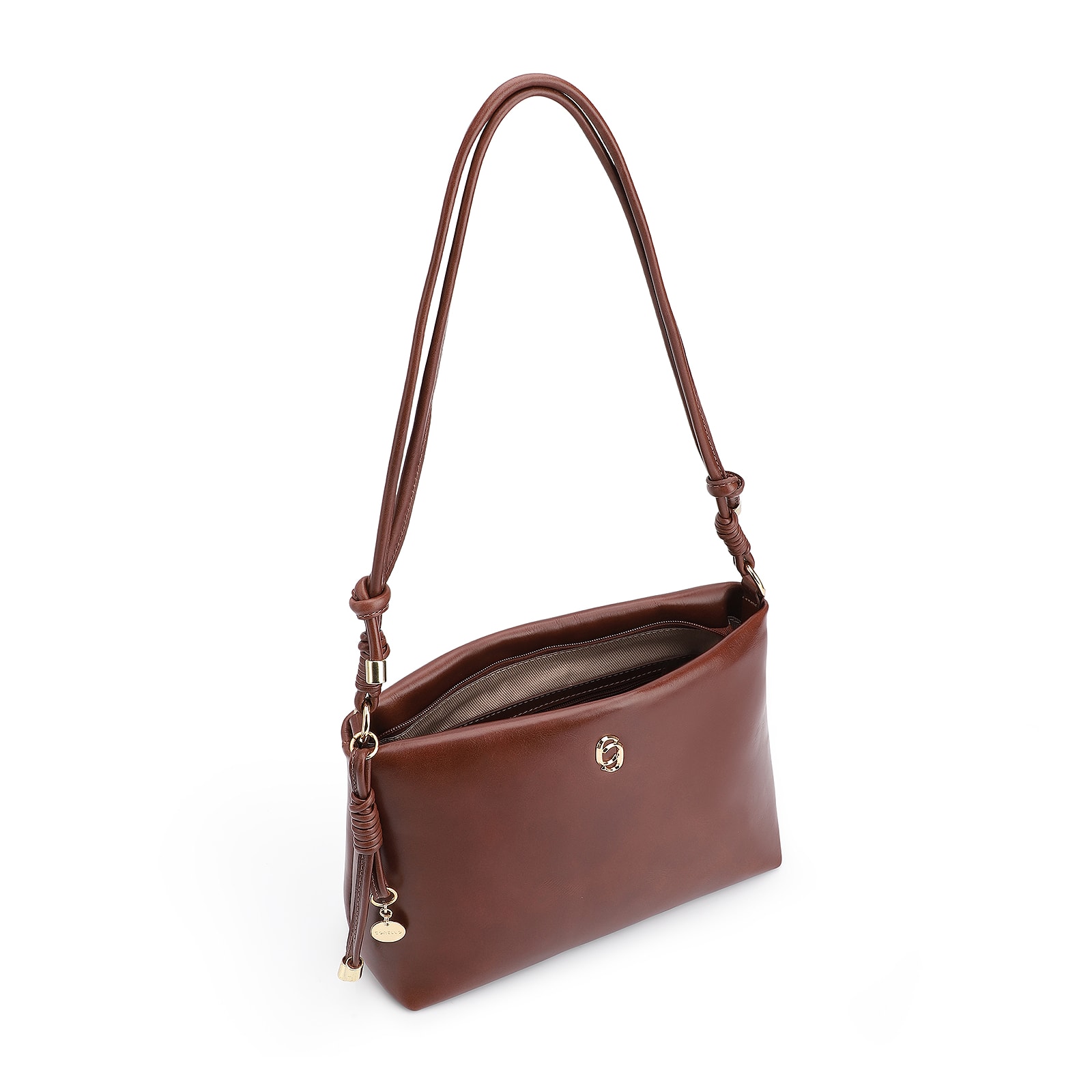 Bolsa Transversal Couro Marrom Escuro