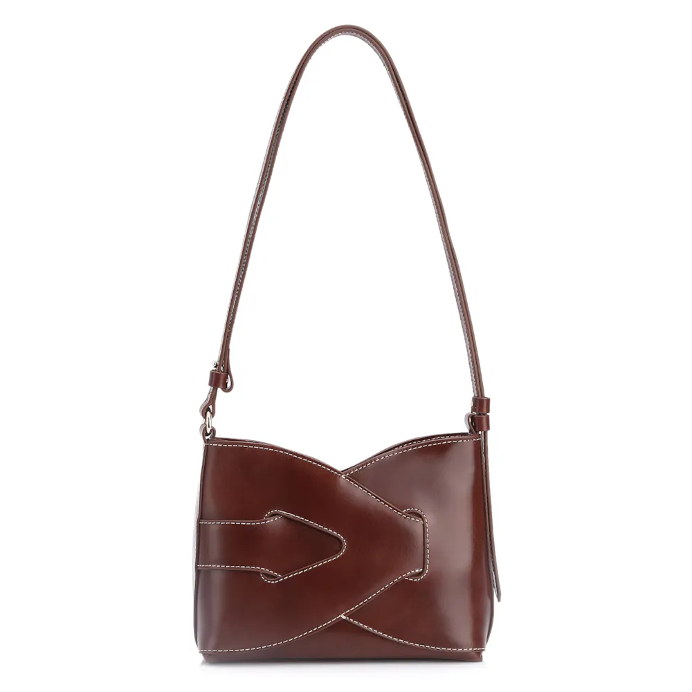 Bolsa Transversal Couro Marrom Escuro