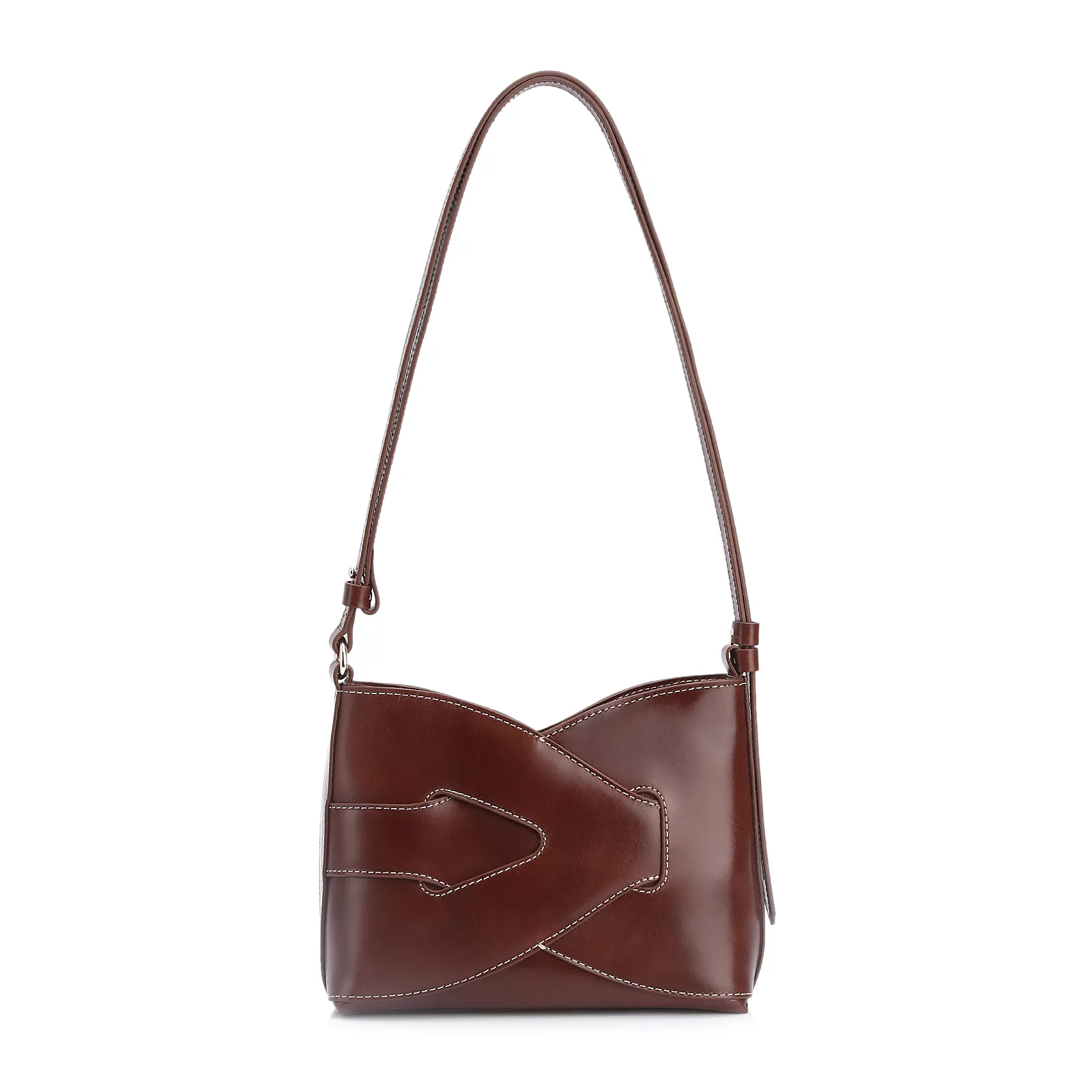 Bolsa Transversal Couro Marrom Escuro