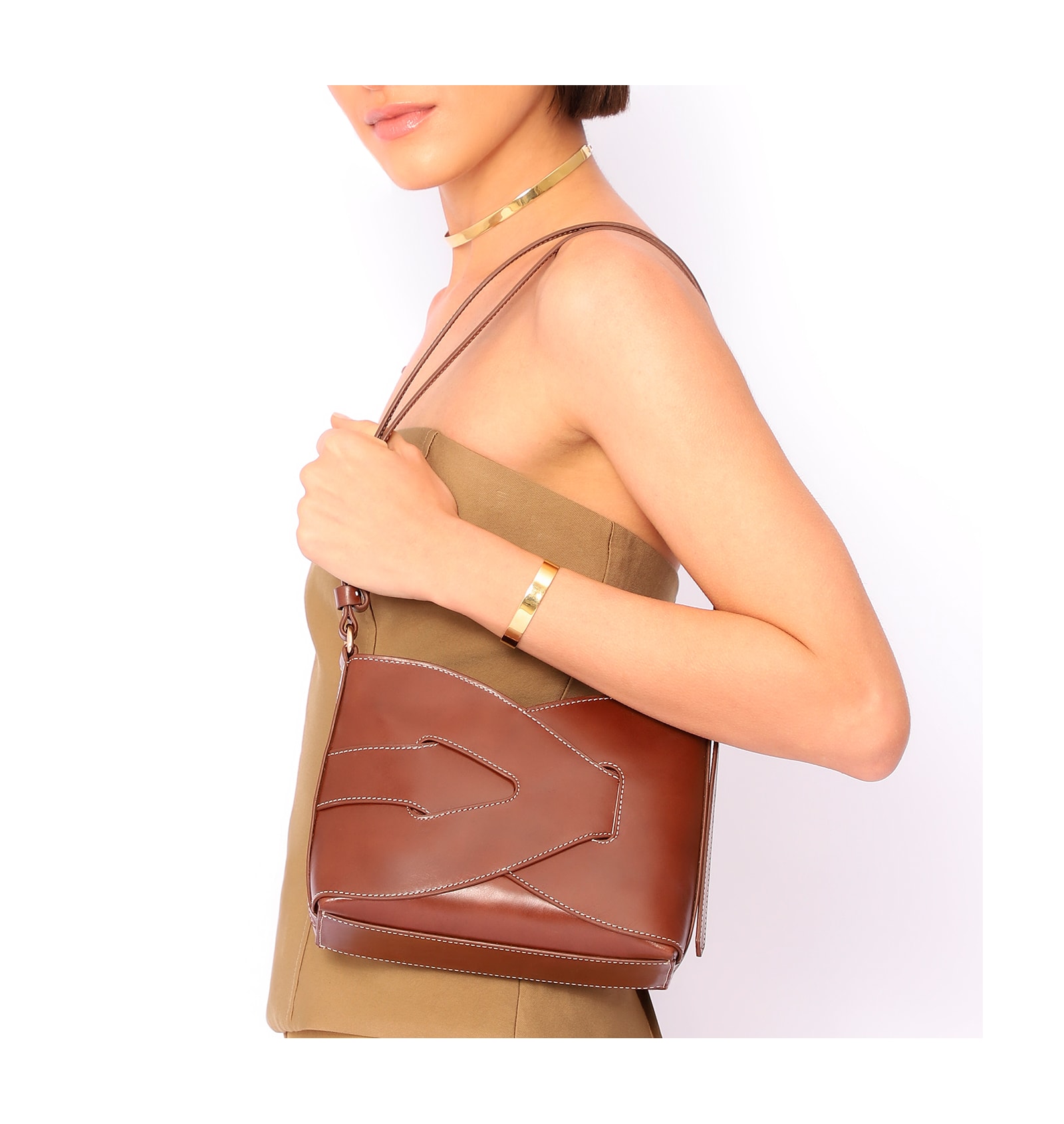 Bolsa Transversal Couro Marrom Escuro