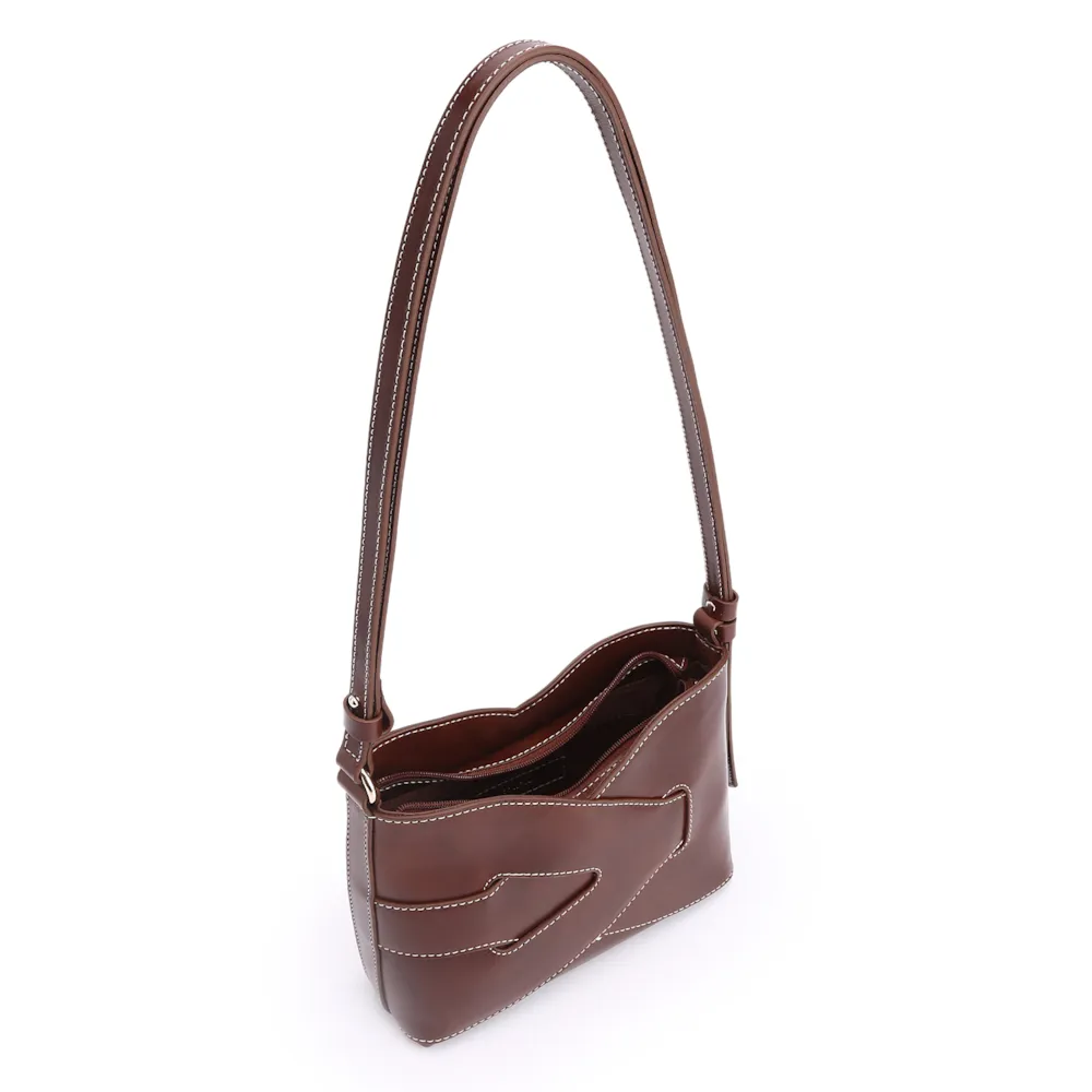Bolsa Transversal Couro Marrom Escuro - imagem 5