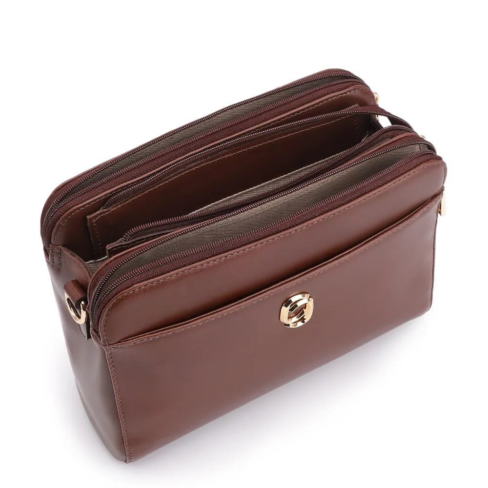 Bolsa Transversal Couro Marrom Escuro - imagem 4