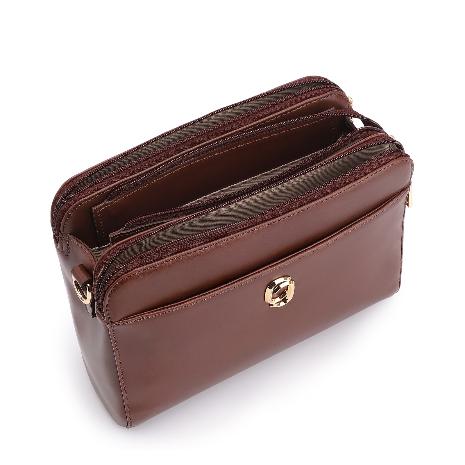 Bolsa Transversal Couro Marrom Escuro