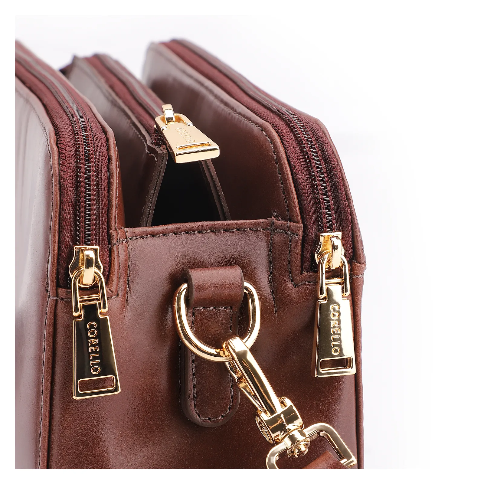 Bolsa Transversal Couro Marrom Escuro