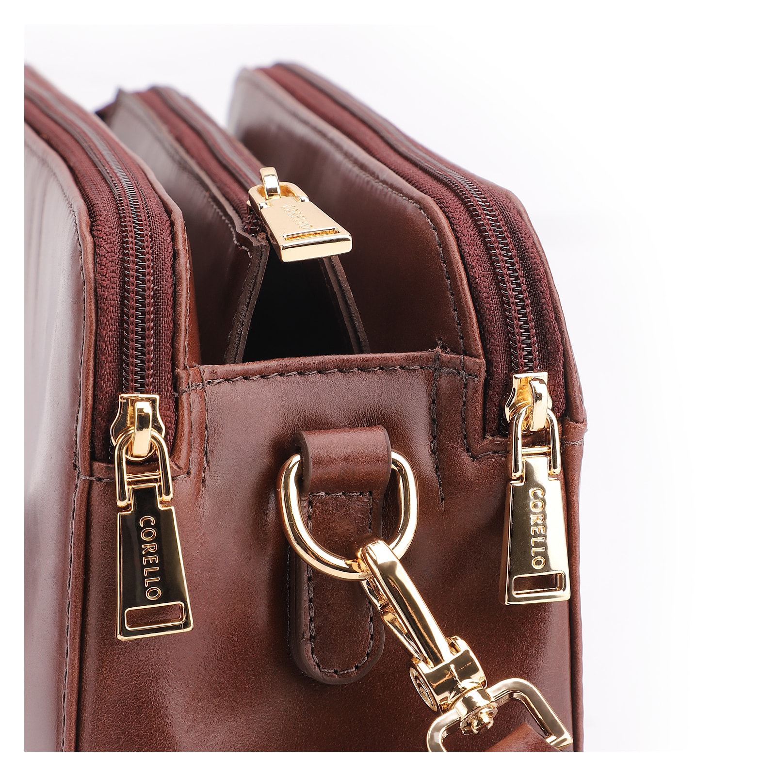 Bolsa Transversal Couro Marrom Escuro