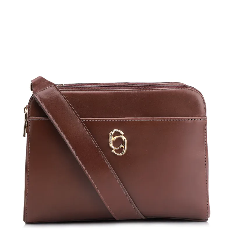 Bolsa Transversal Couro Marrom Escuro