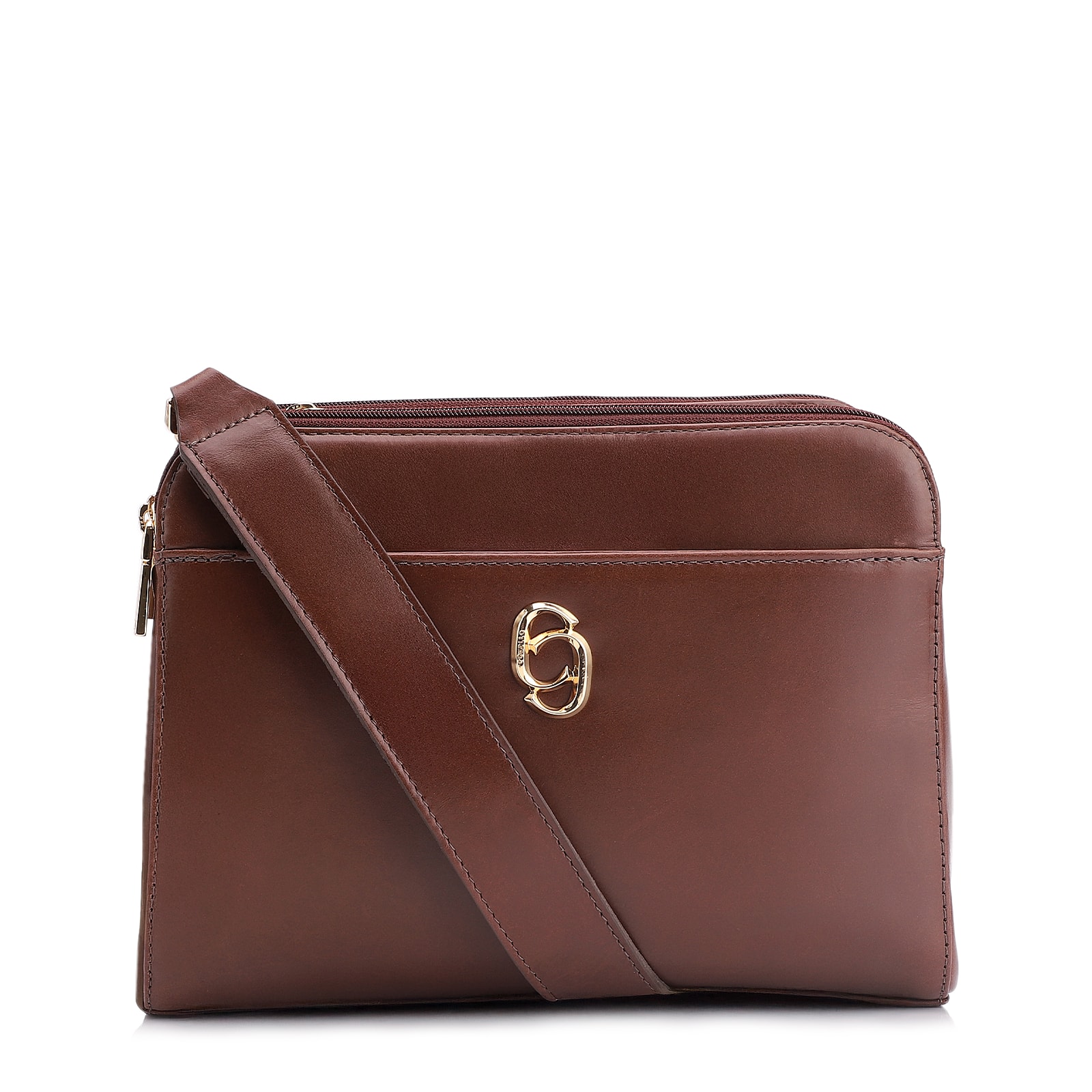 Bolsa Transversal Couro Marrom Escuro