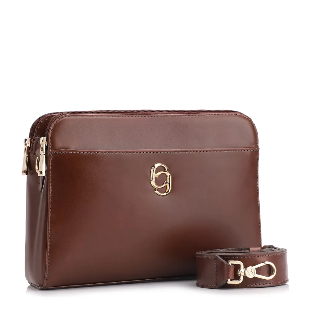 Bolsa Transversal Couro Marrom Escuro - imagem 2