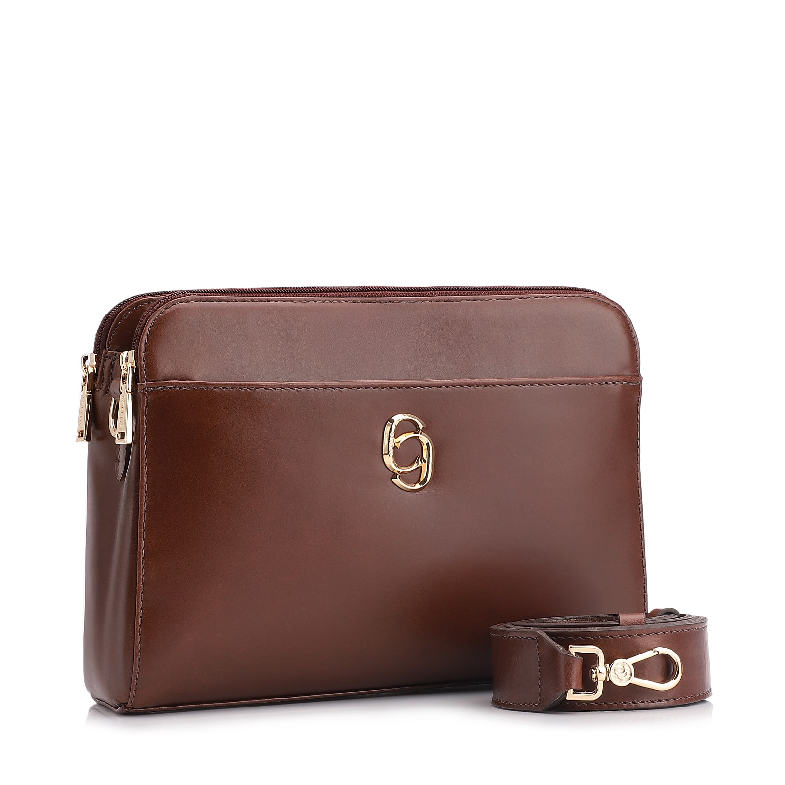 Bolsa Transversal Couro Marrom Escuro