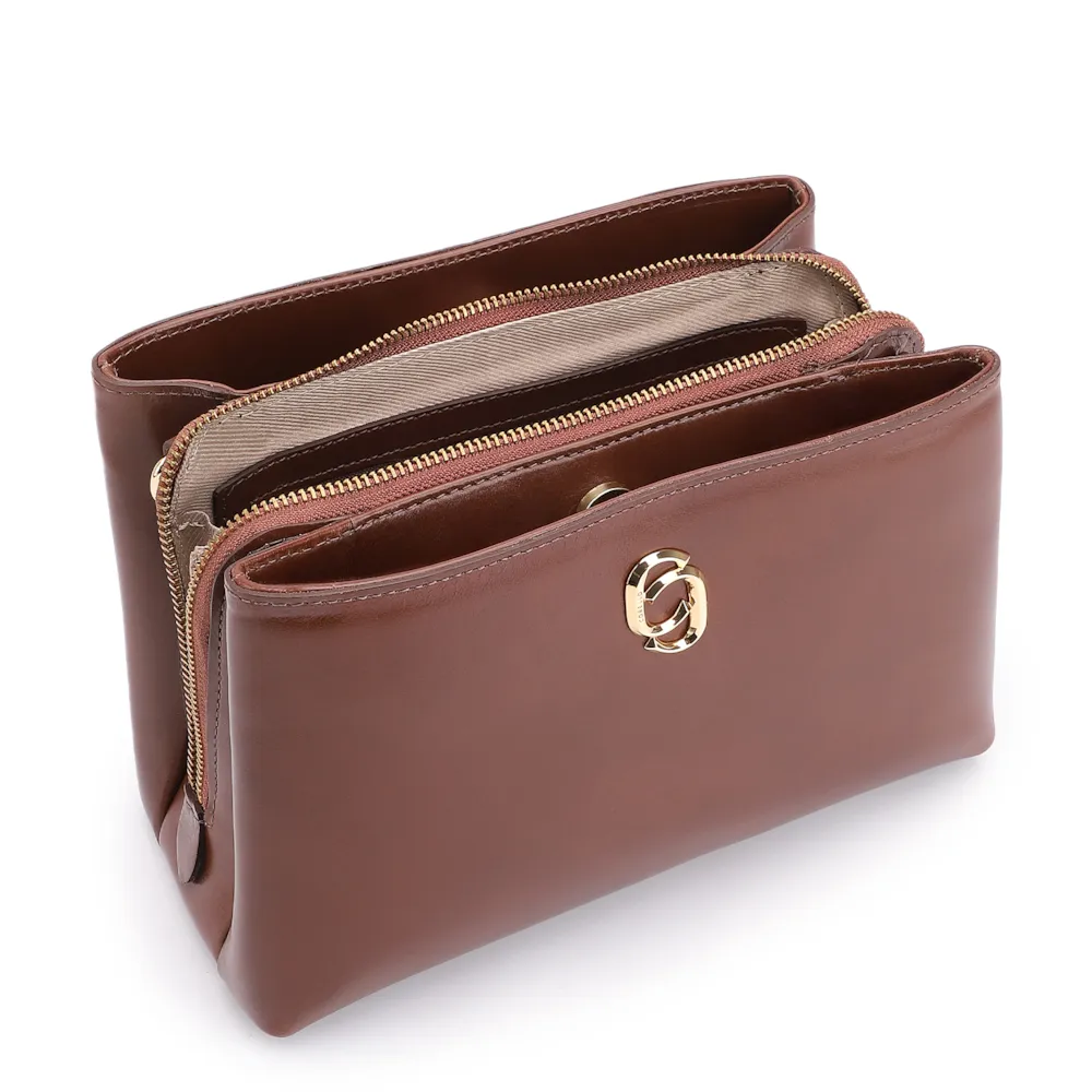 Bolsa Transversal Couro Marrom Escuro - imagem 4