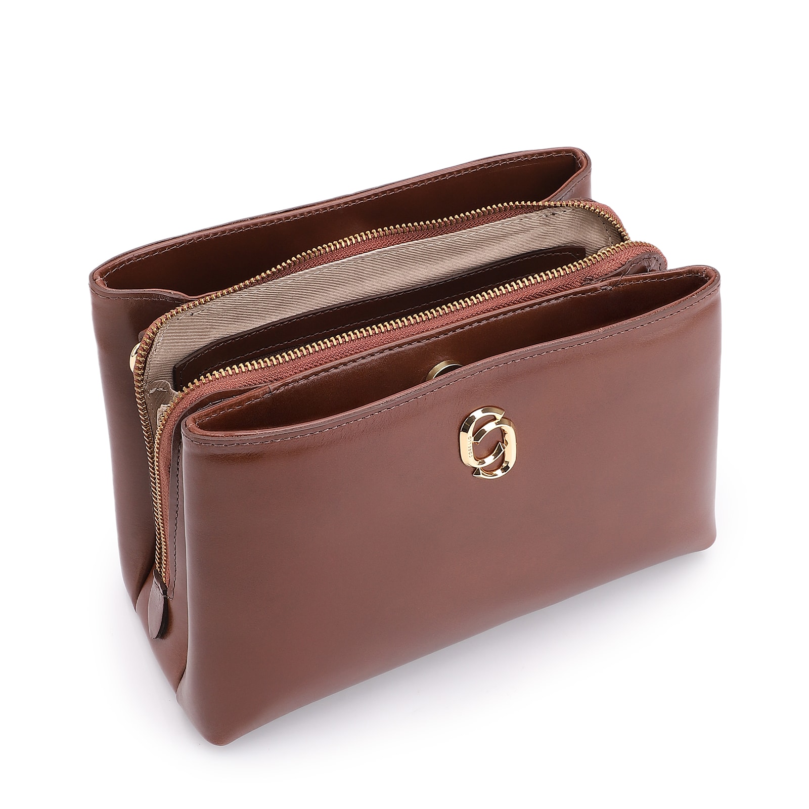Bolsa Transversal Couro Marrom Escuro