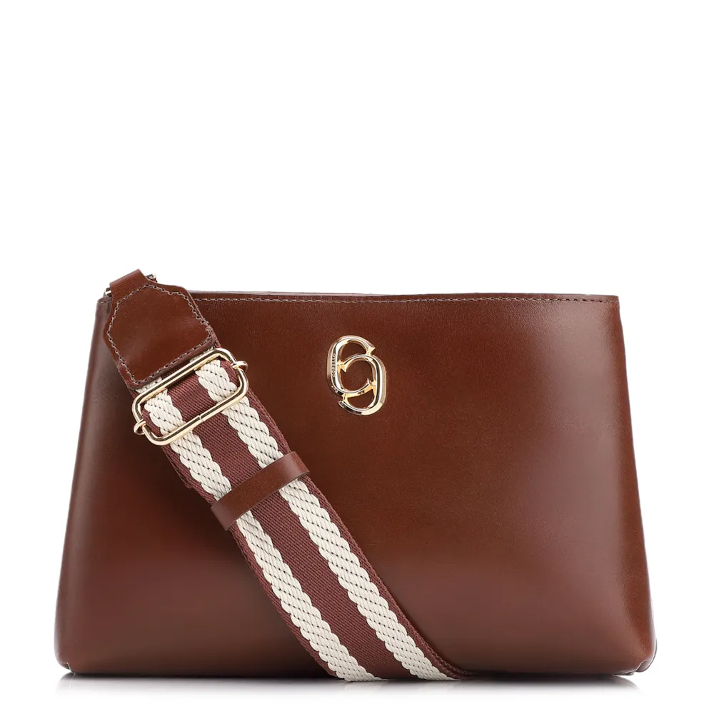 Bolsa Transversal Couro Marrom Escuro