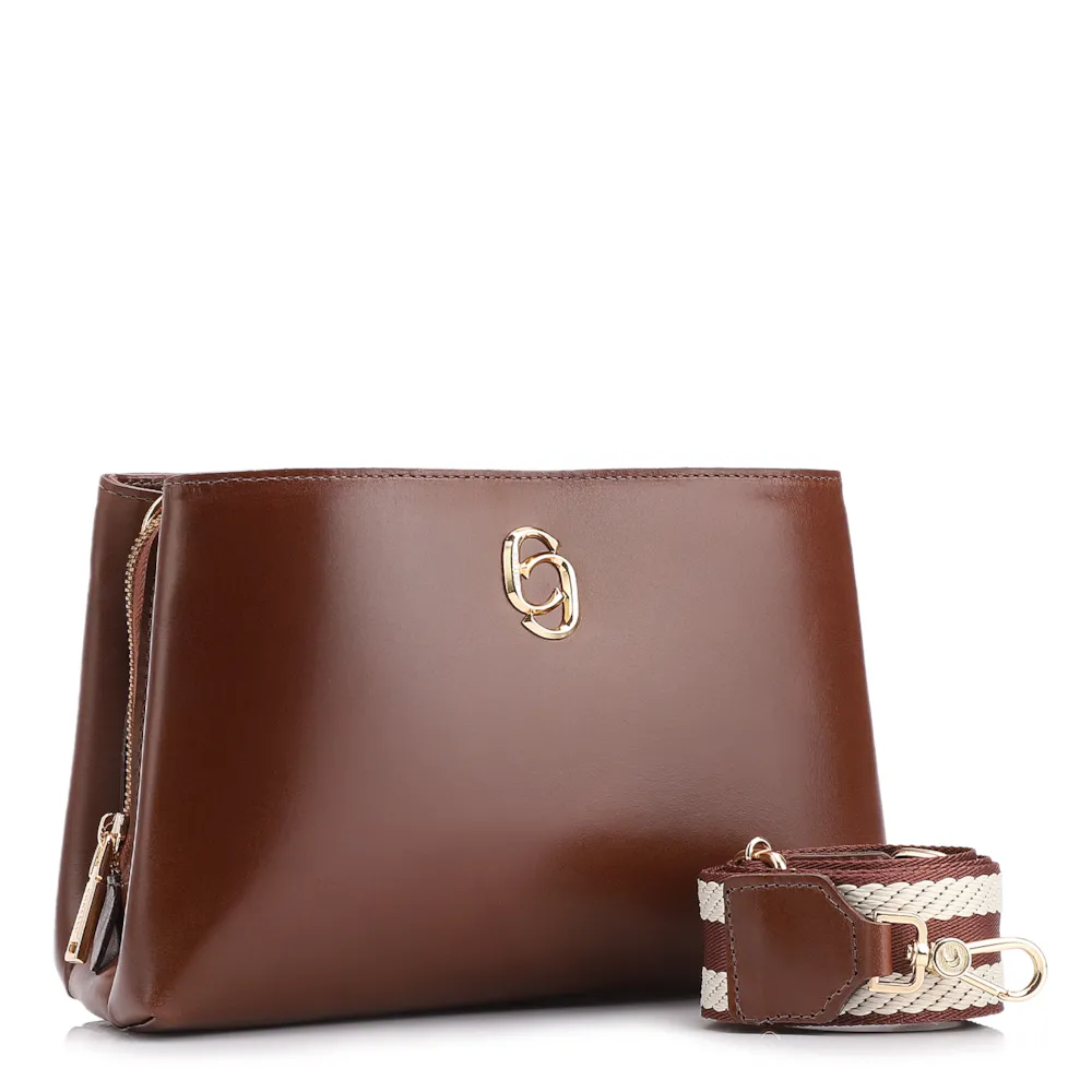 Bolsa Transversal Couro Marrom Escuro - imagem 2