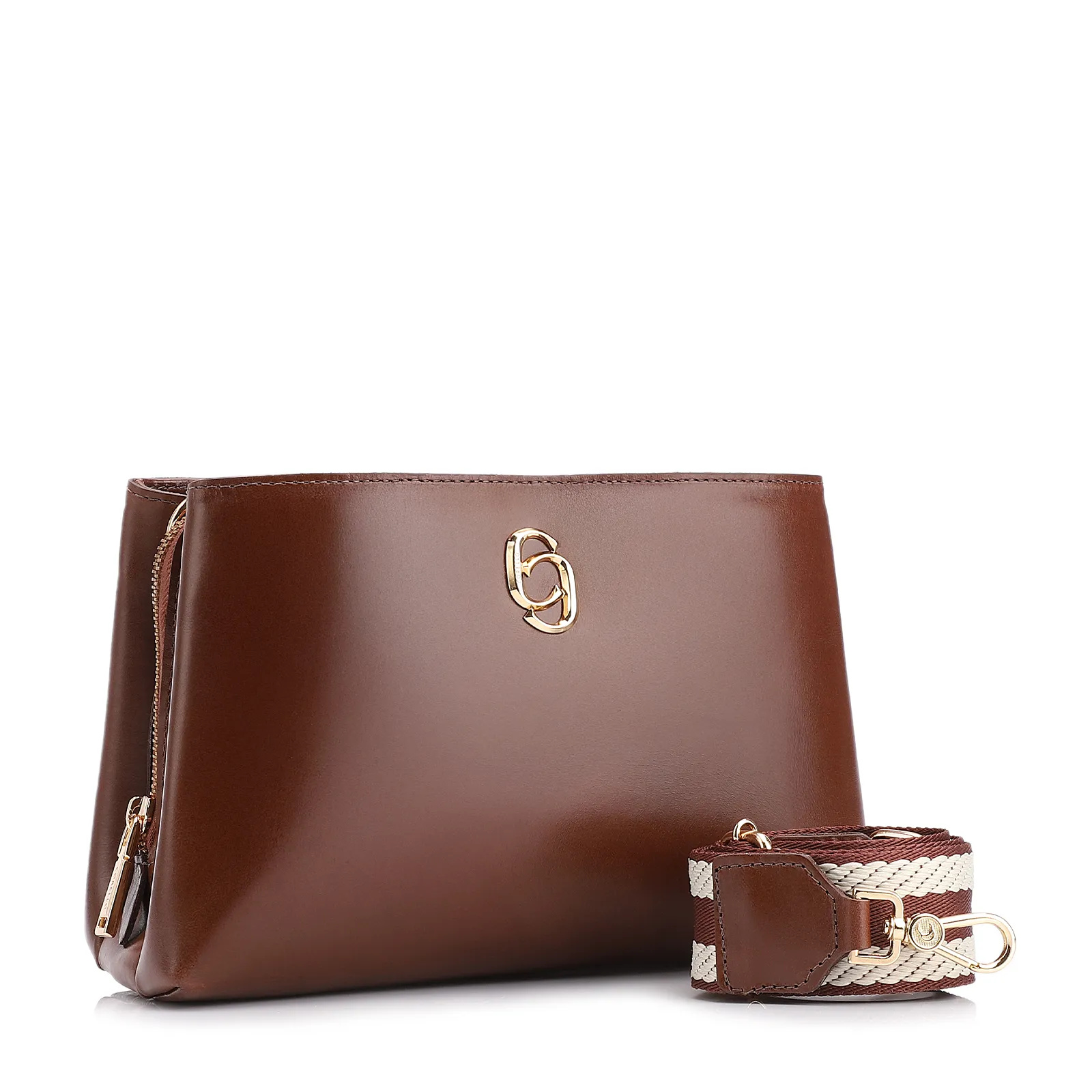 Bolsa Transversal Couro Marrom Escuro