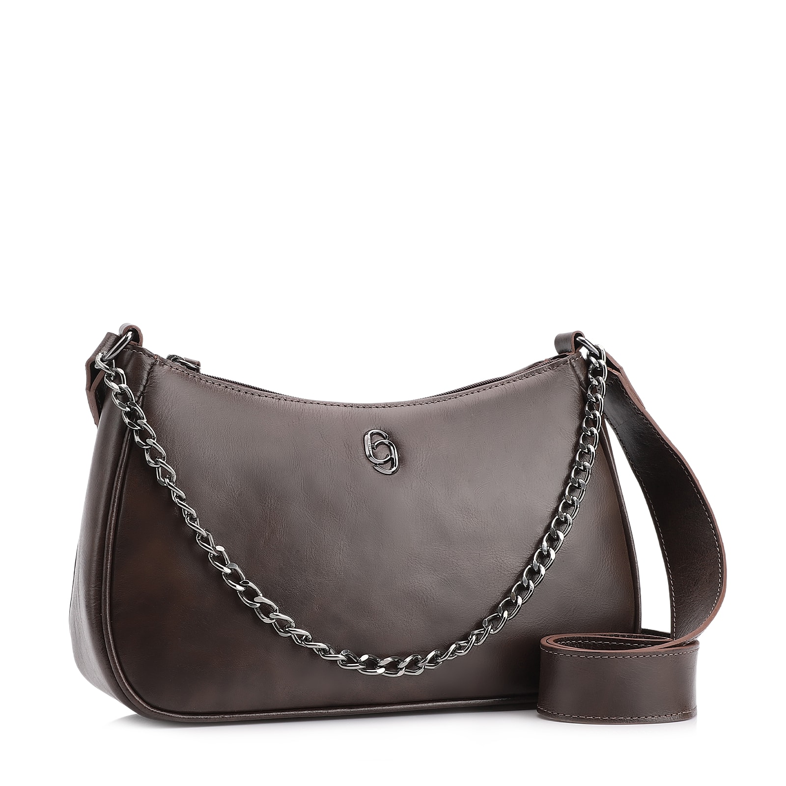 Bolsa Transversal Couro Marrom Escuro